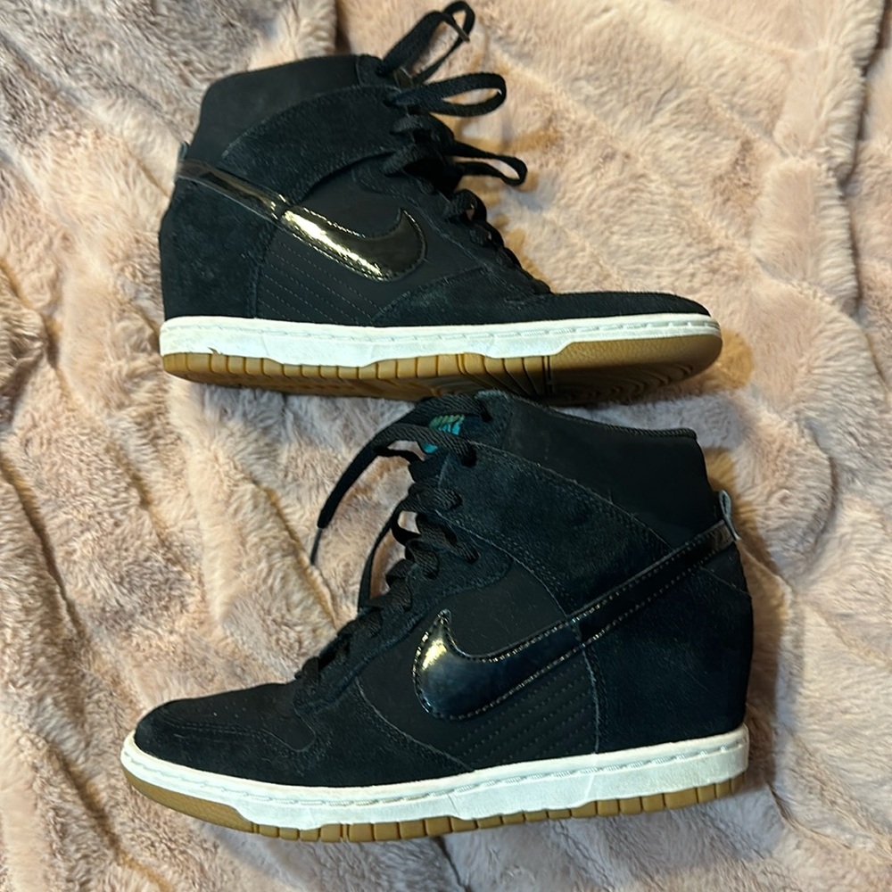 Nike Black Wedge Sneakers with Gum Sole